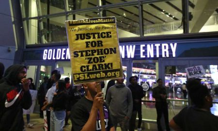 Protesters call for justice for Stephon Clark again by rallying outside Golden 1 Center ahead of Kings Game